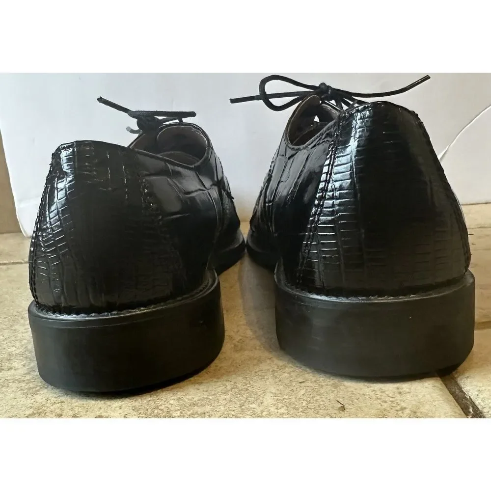 STACY ADAMS GENUINE SNAKE SKIN LEATHER BLACK LACE UP DRESS SHOE SZ‎ 8.5M